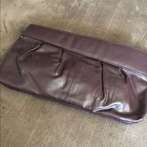 Vintage envelope clutch burgundy leather